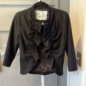Anthropologie Tabitha Black Wool Blend Jacket Blazer Sz 8